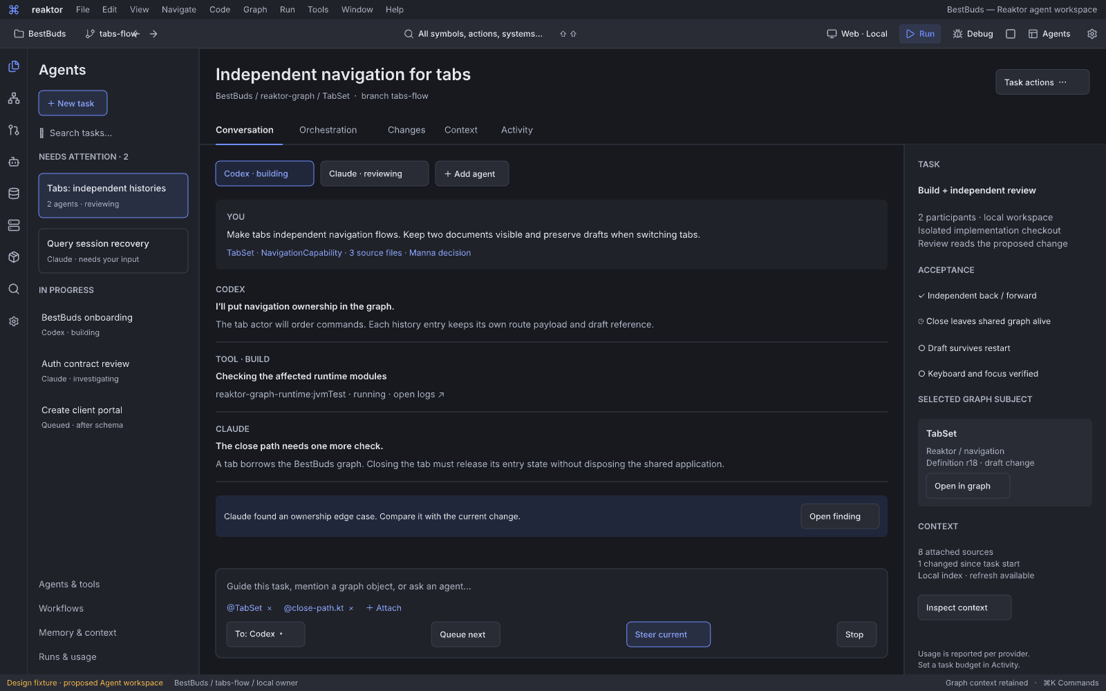 Proposed full Agent task workspace