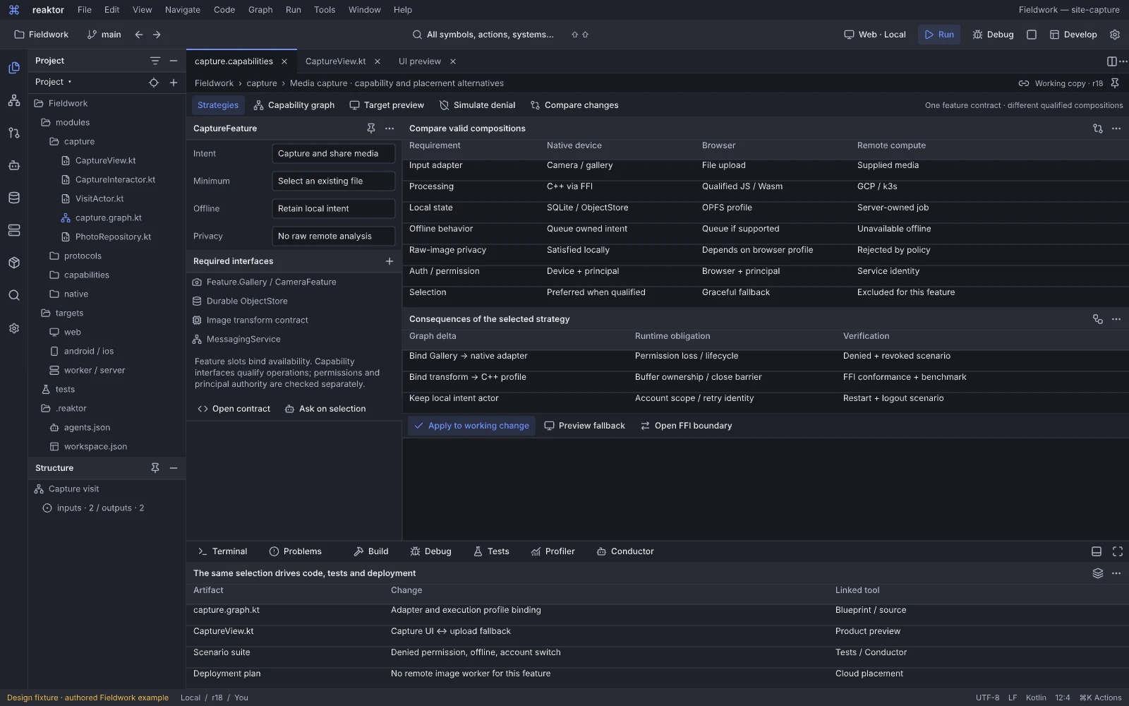 STATE · Reaktor IDE · Choose behavior for each target