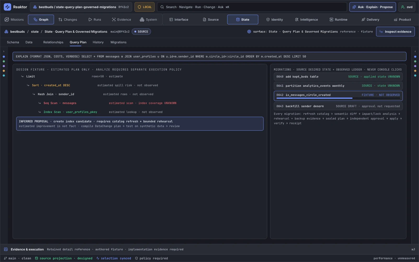 09.05 · State · Query Plan & Governed Migrations